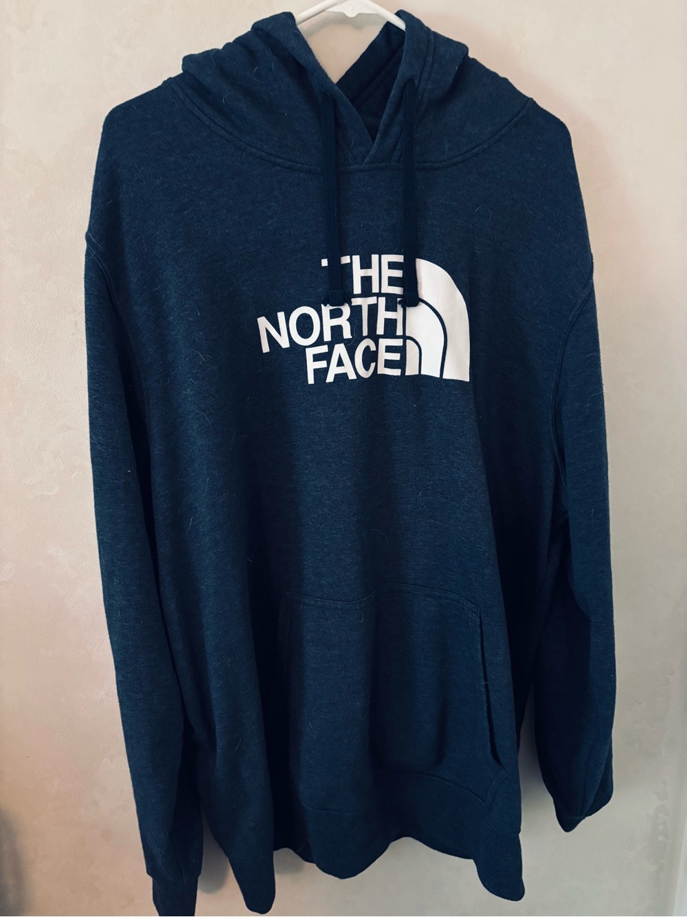 The North Face Men's Long Sleeve  Grey Pullover Hoodie with White Logo, XXL